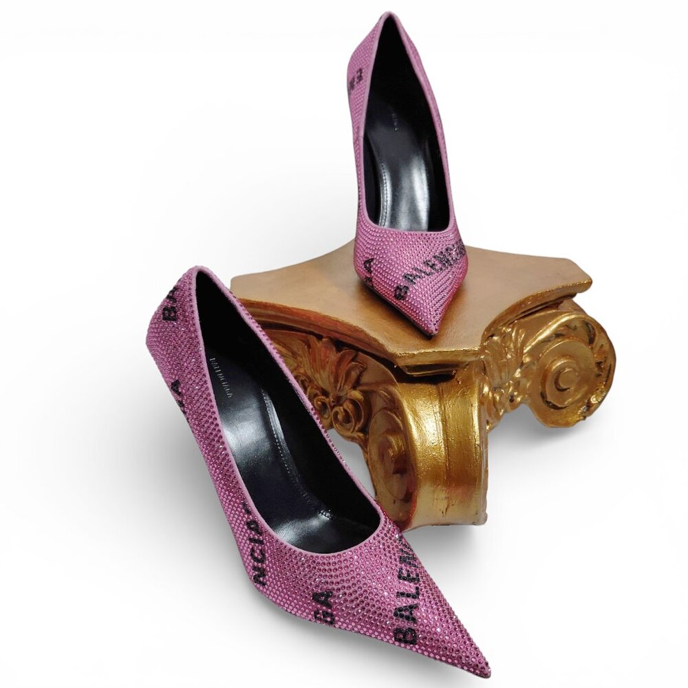 Balenciaga Womens Square Knife Embellished Pink Pumps Size EU 37 (0589) - Picture 11 of 16